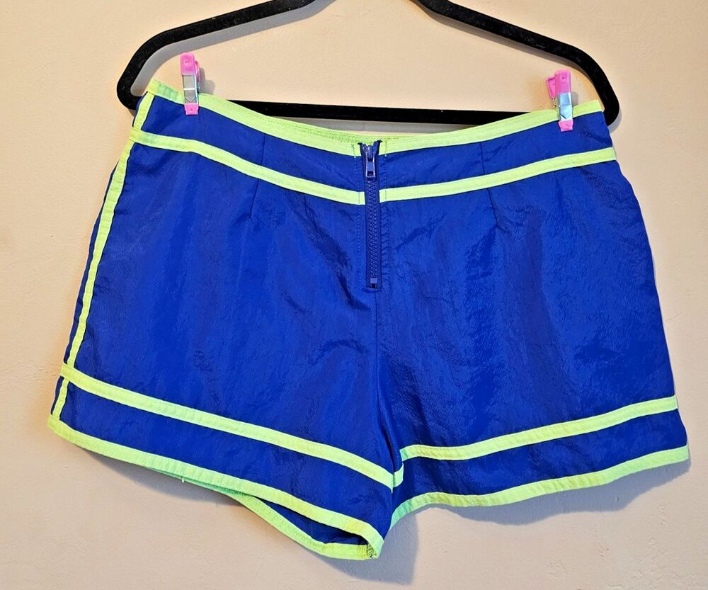 Vintage Ladies Nylon Jantzen Board Shorts Blue So Cute! Made in USA 33" waist